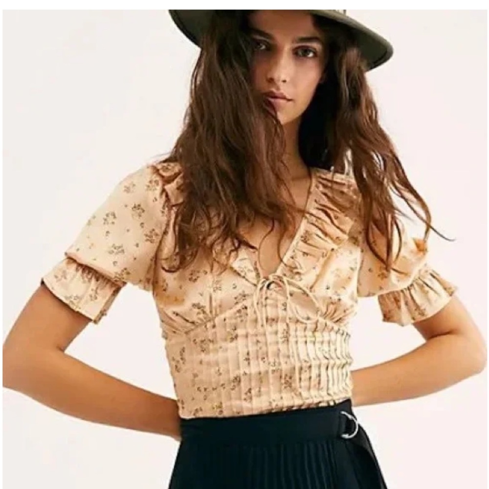 Free people Silk ruffle blouse